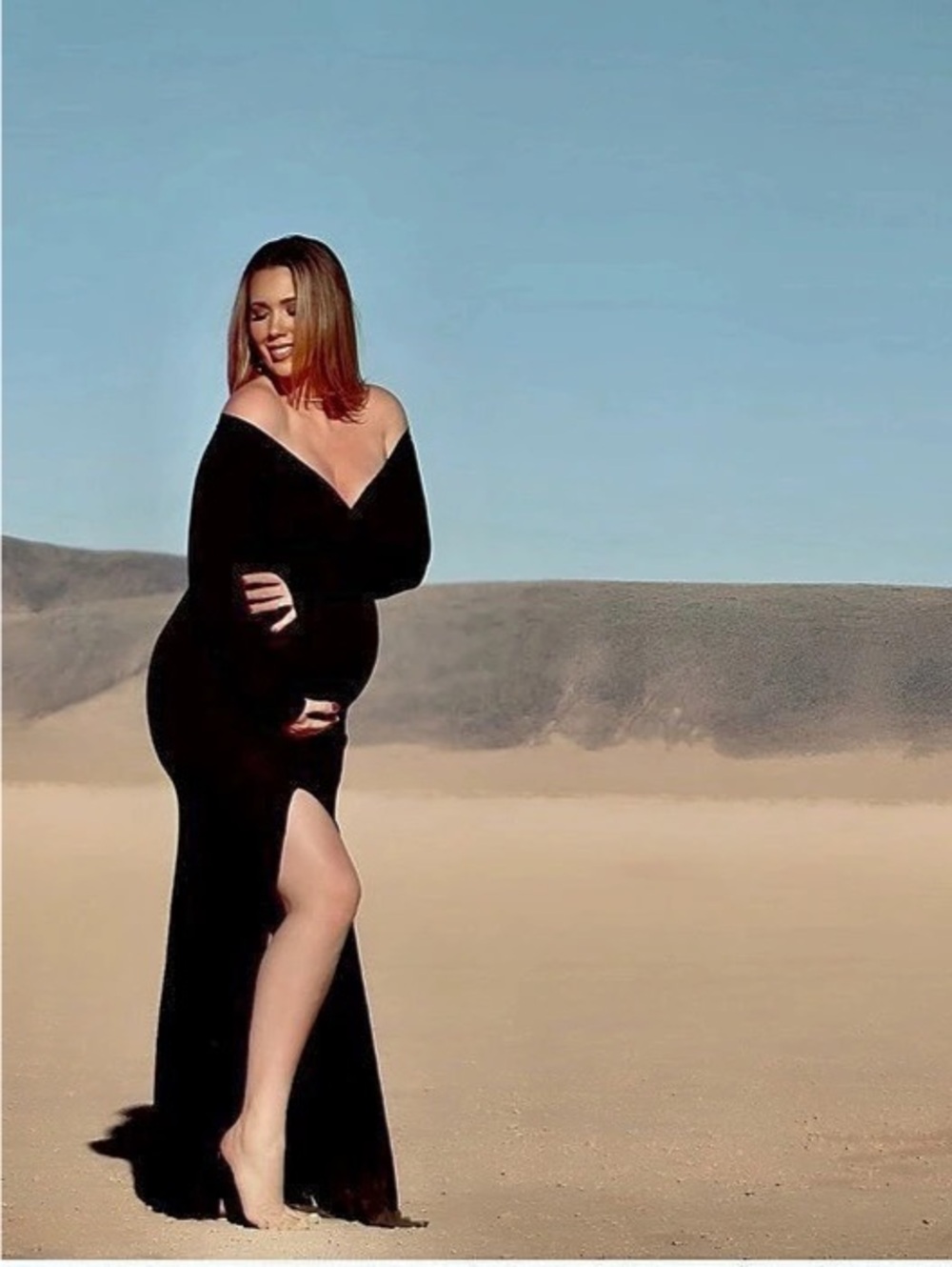 One Size Black Maternity Photoshoot Dress